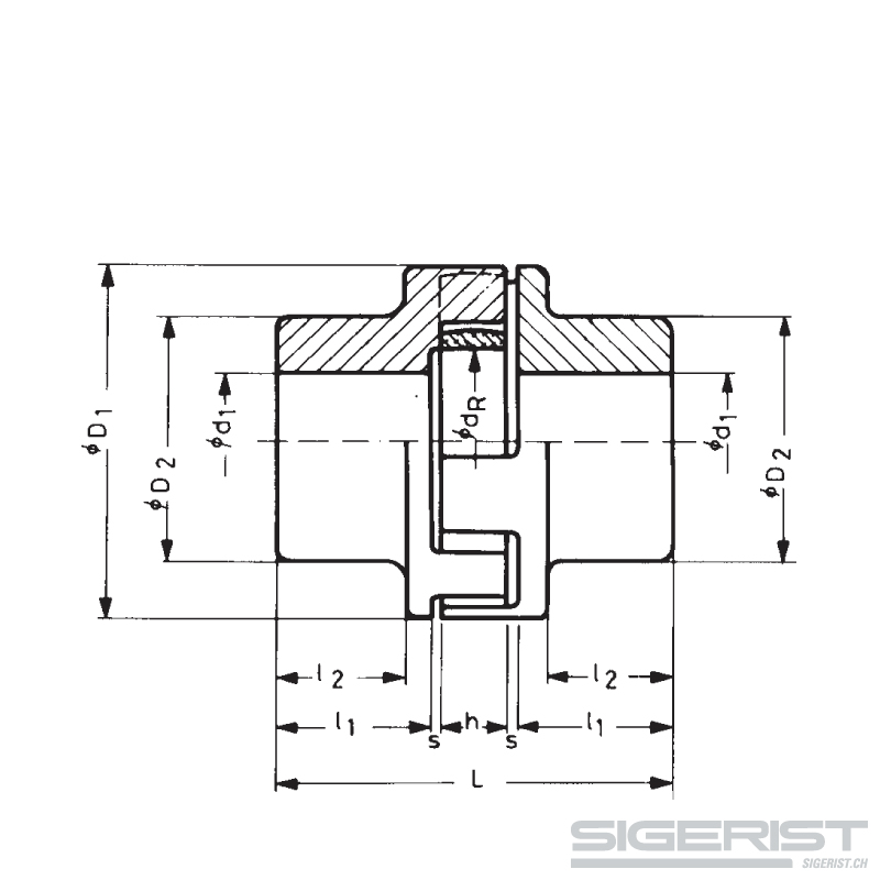Elastische Kupplung – Serie S_technische Zeichnung