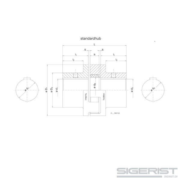 Elastische Kupplung - Serie S_technische Zeichnung_Standardhub