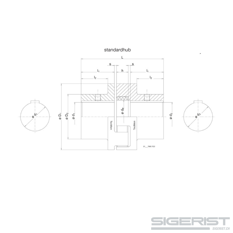Elastische Kupplung – Serie S_technische Zeichnung_Standardhub