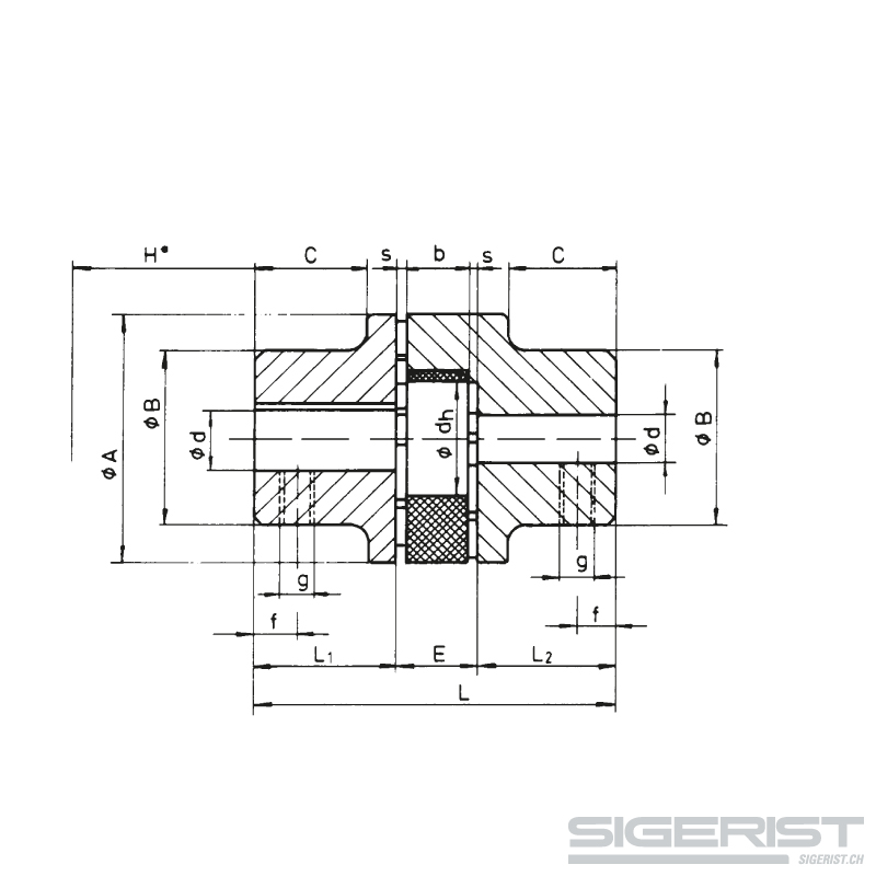 Elastische Kupplung – Spidex (Klauenkupplung)_AA_technische Zeichnung