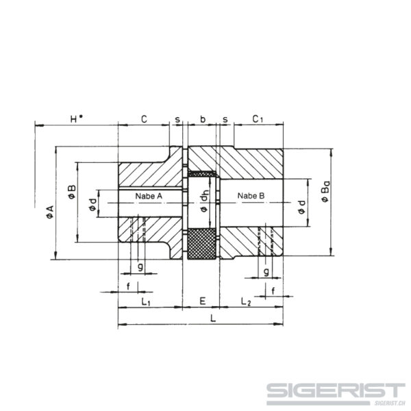 Elastische Kupplung - Spidex (Klauenkupplung)_AB_technische Zeichnung