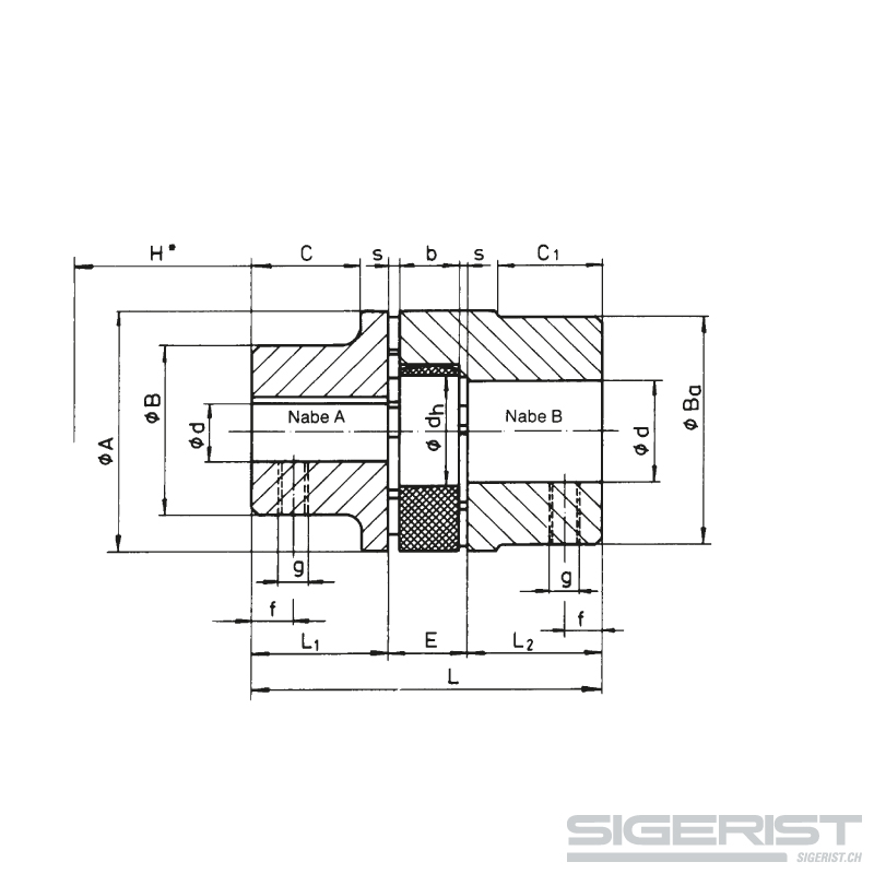 Elastische Kupplung – Spidex (Klauenkupplung)_AB_technische Zeichnung