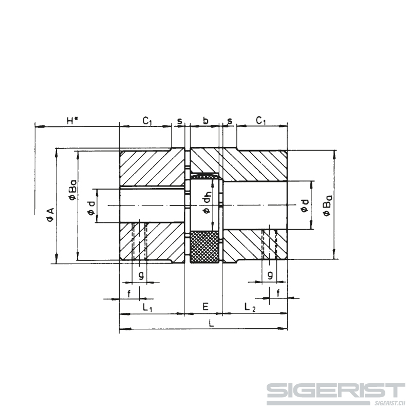 Elastische Kupplung – Spidex (Klauenkupplung)_BB_technische Zeichnung
