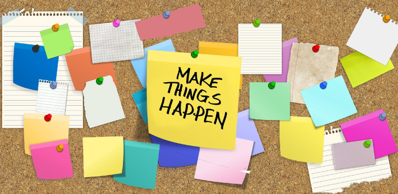 Make things happen – Post-It-Zettel an Pinwand