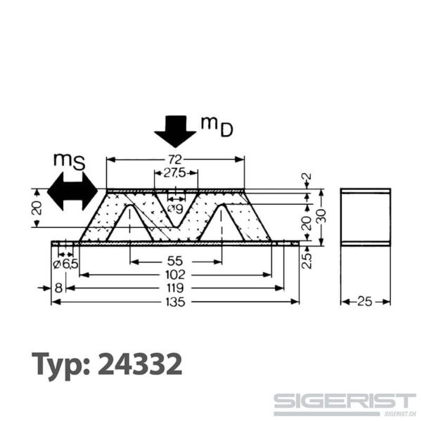 Geräte-Element, Typ: 24332, technische Zeichnung